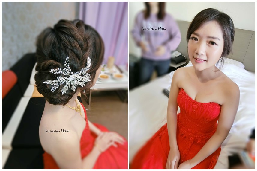 新娘紅色禮服編髮訂婚儀式造型