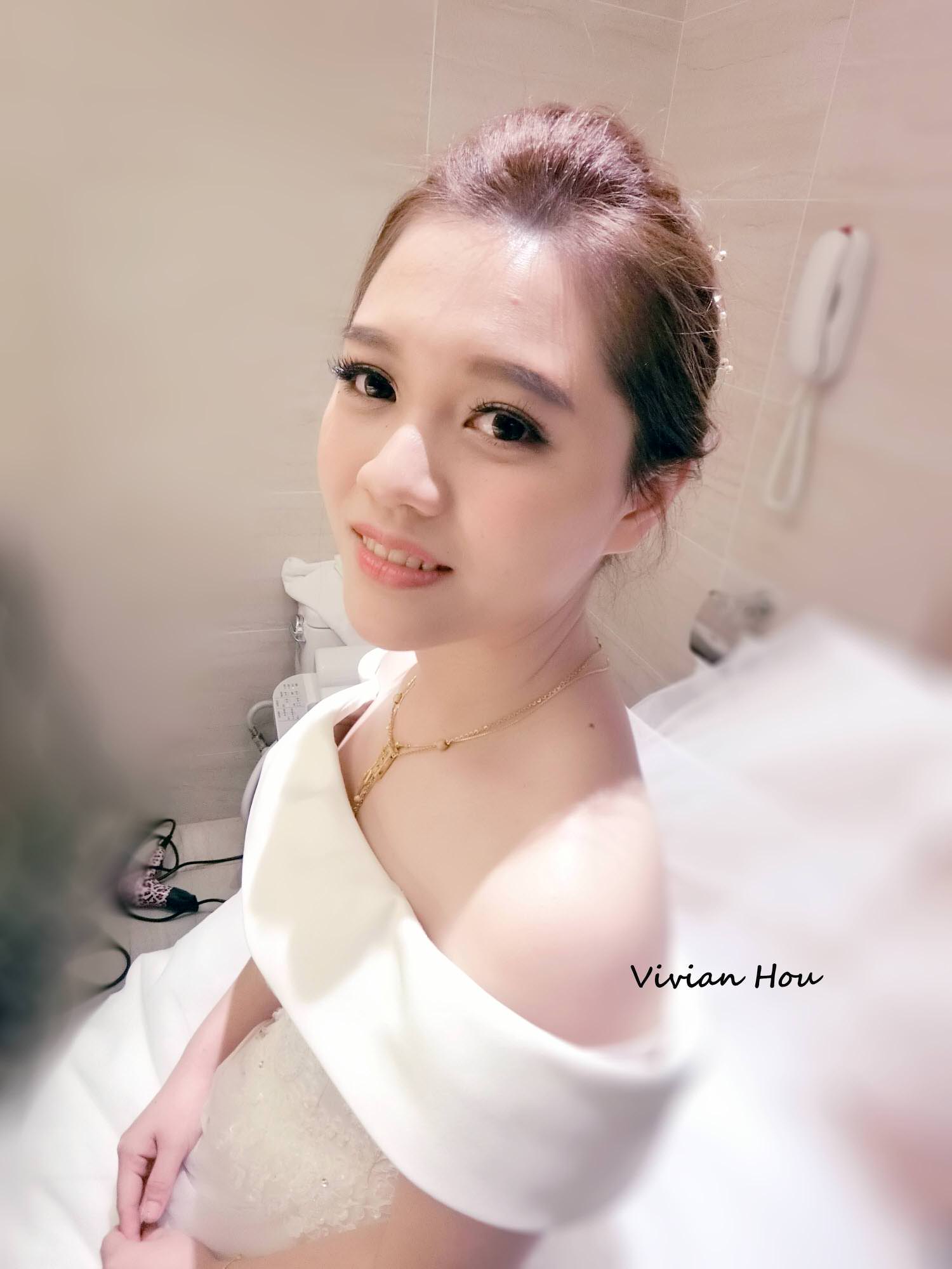 韓系光澤妝感盤髮白紗造型