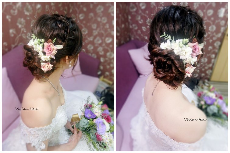 花飾品盤髮新娘造型